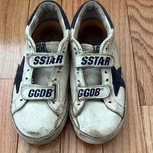 Golden Goose Kids Velcro Sneakers in White with Navy Star